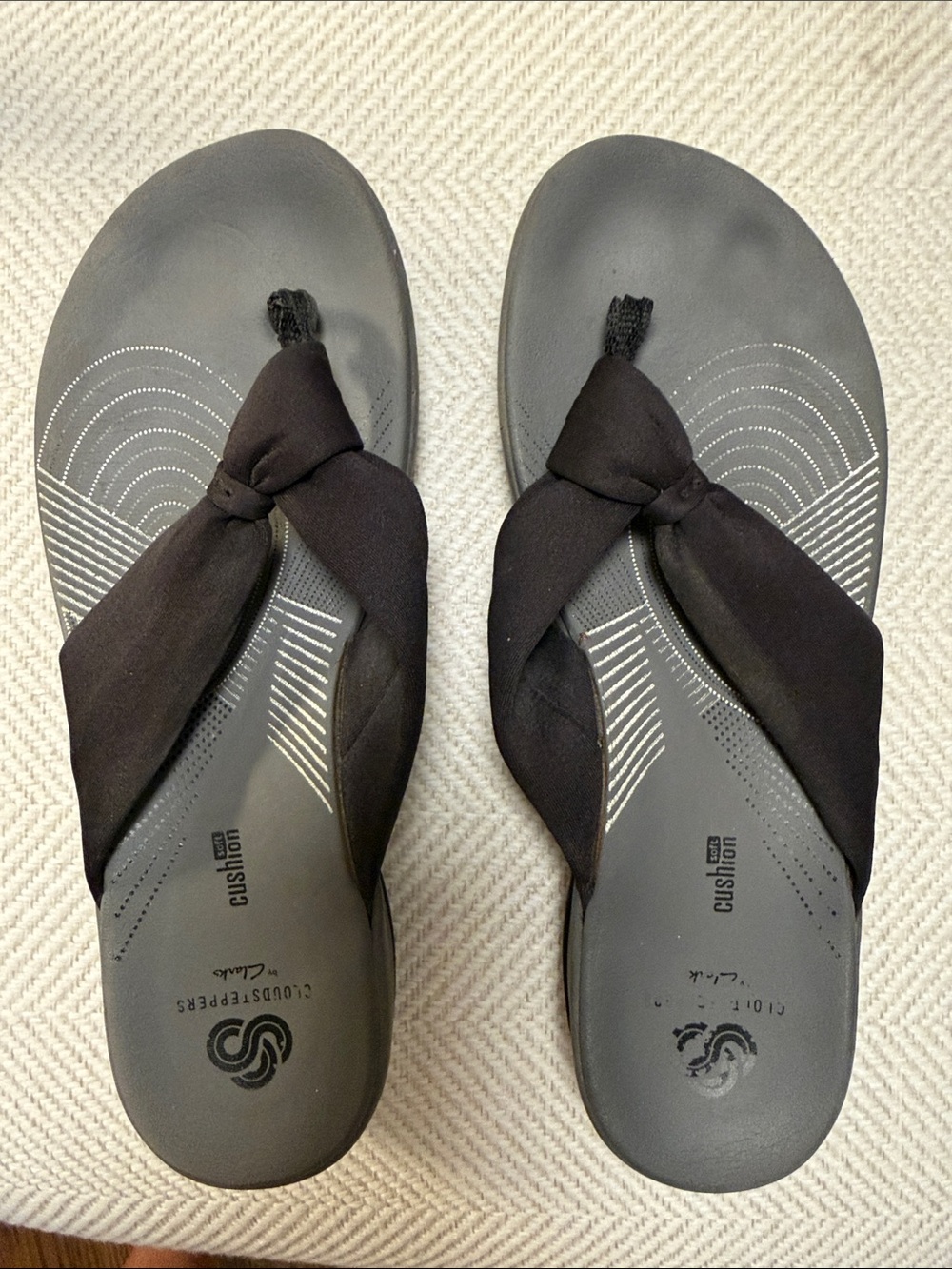 Cloudsteppers by Clarks Black Cushioned Flip Flop Sandals